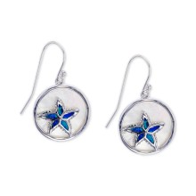 Blue Opal & Mother-of-Pearl Inlay Starfish Drop Earrings in Sterling Silver