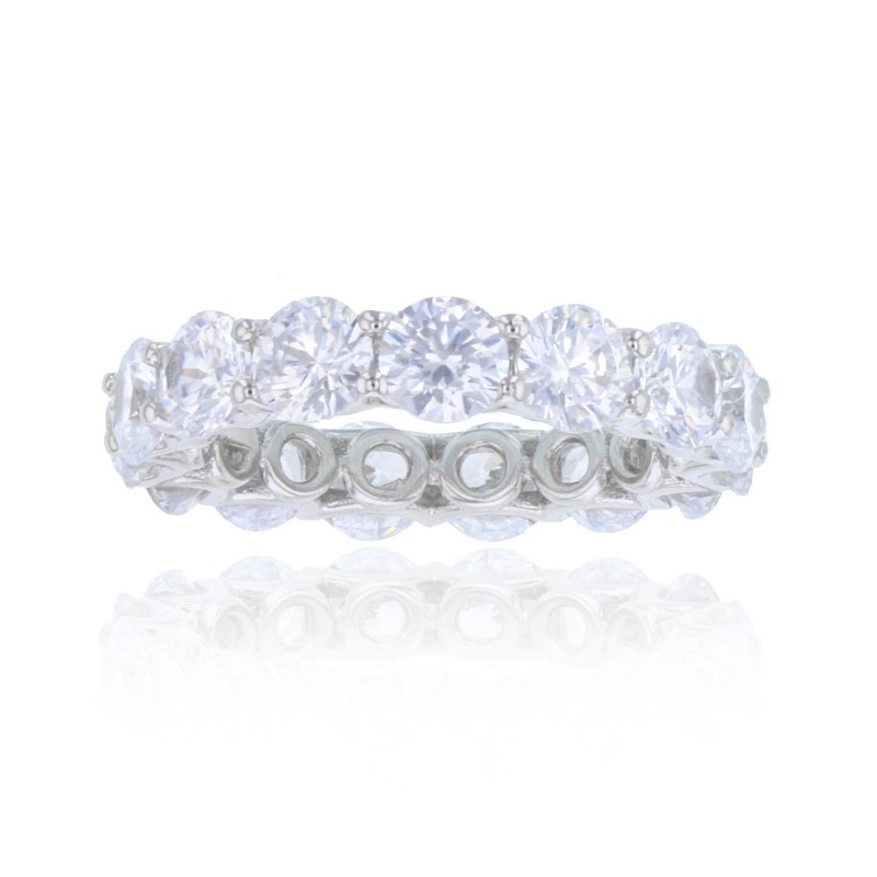 White Cubic Zirconia Eternity Band in Rhodium Plat...