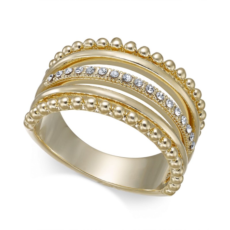 Gold-Tone Crystal Stack Ring