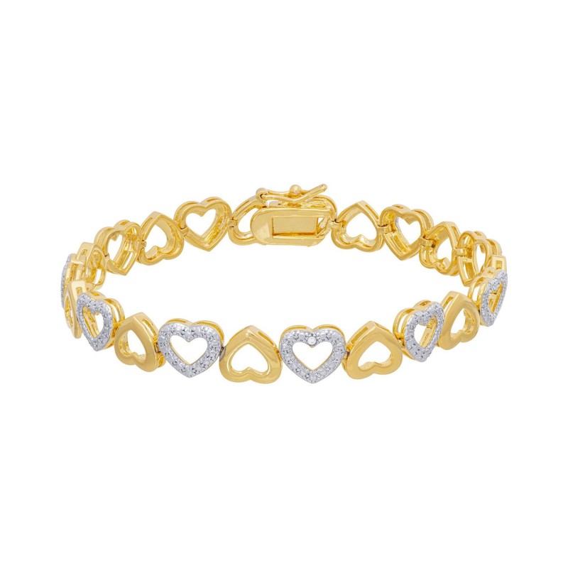 Diamond Accent Open Heart Link Bracelet