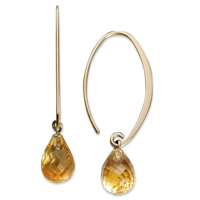 Citrine Long Hoop Earrings (6-1/2 ct. t.w.) in 14k...