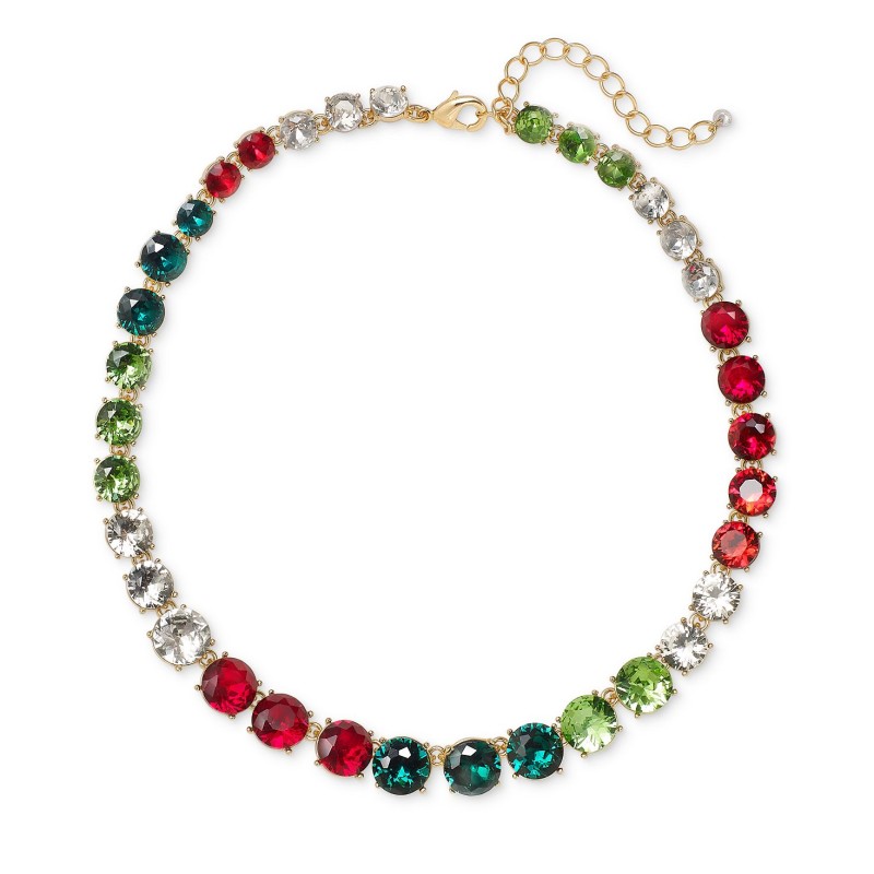 Gold-Tone Multicolor Crystal All-Around Collar Nec...