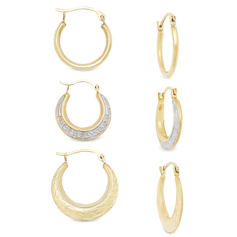 3-Pc. Set Small Hoop Earrings in 10k Gold