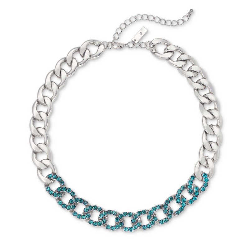 Color Crystal Large Link Collar Necklace, 18