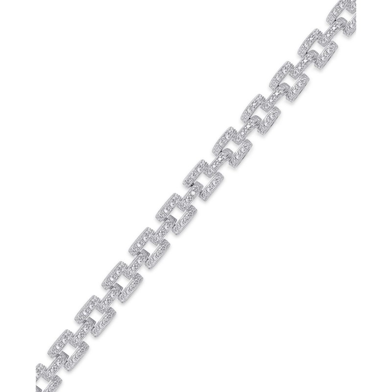 Diamond Accent Panther Link Bracelet in Silver Pla...