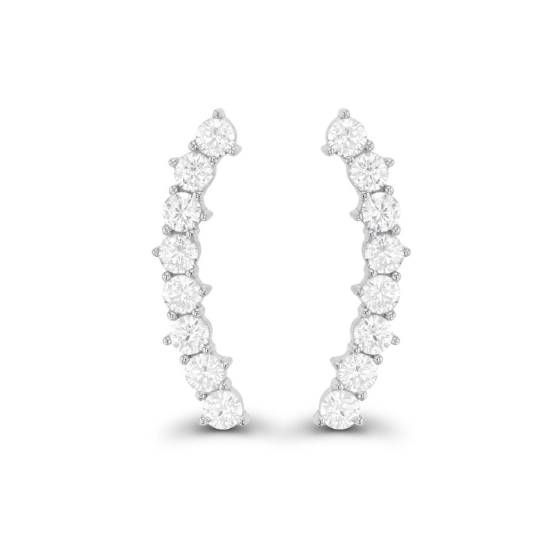 Cubic Zirconia Pave Curved Ear Climbers in Sterlin...