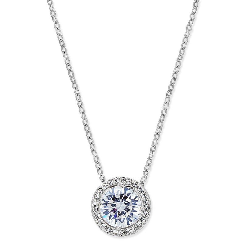 Silver-Tone Crystal Pendant Necklace