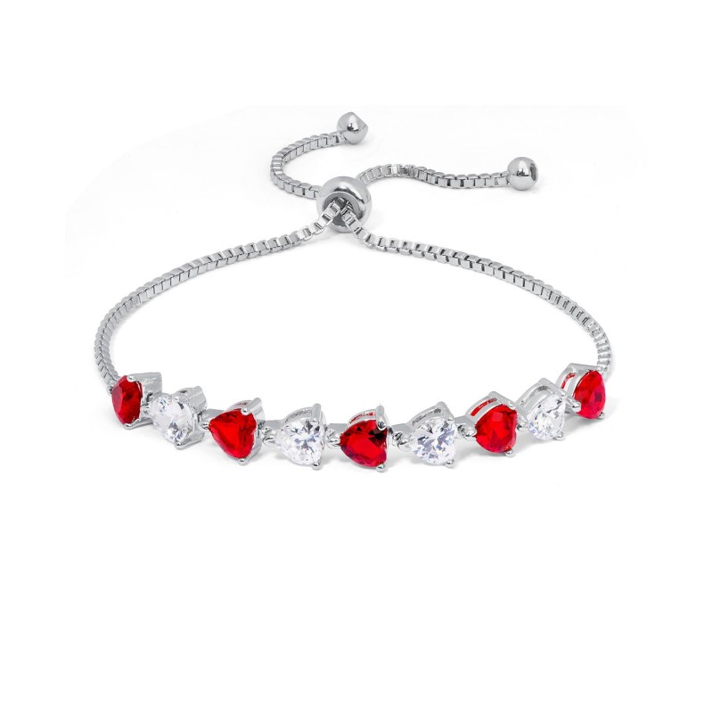 Silver Plate Simulated Ruby And Cubic Zirconia Hea...