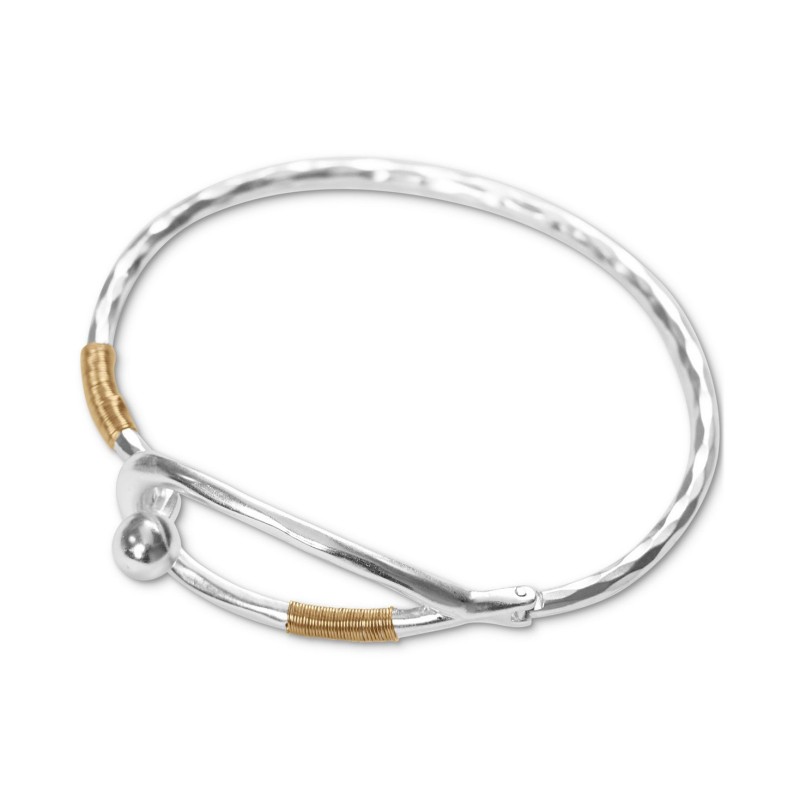 Two-Tone Wire-Wrapped Hinge Cuff Bracelet