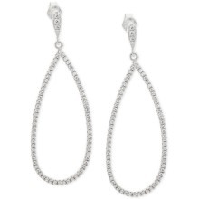 Cubic Zirconia Pavé Teardrop Drop Earrings in Sterling Silver