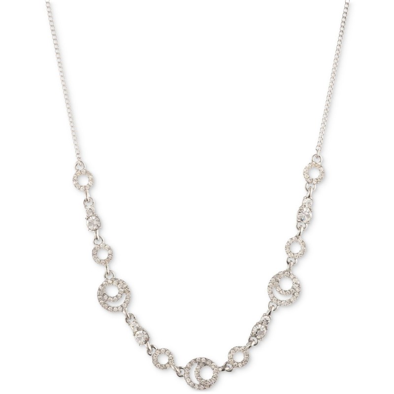 Silver-Tone Crystal Frontal Necklace, 16