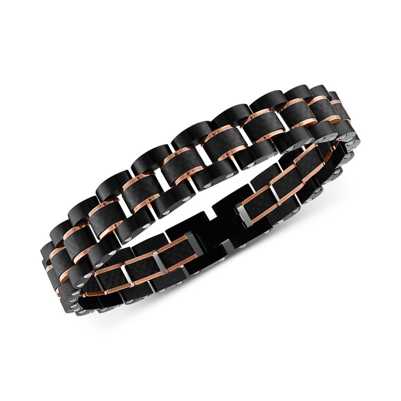 Watch Link Bracelet in Stainless Steel and Black C...