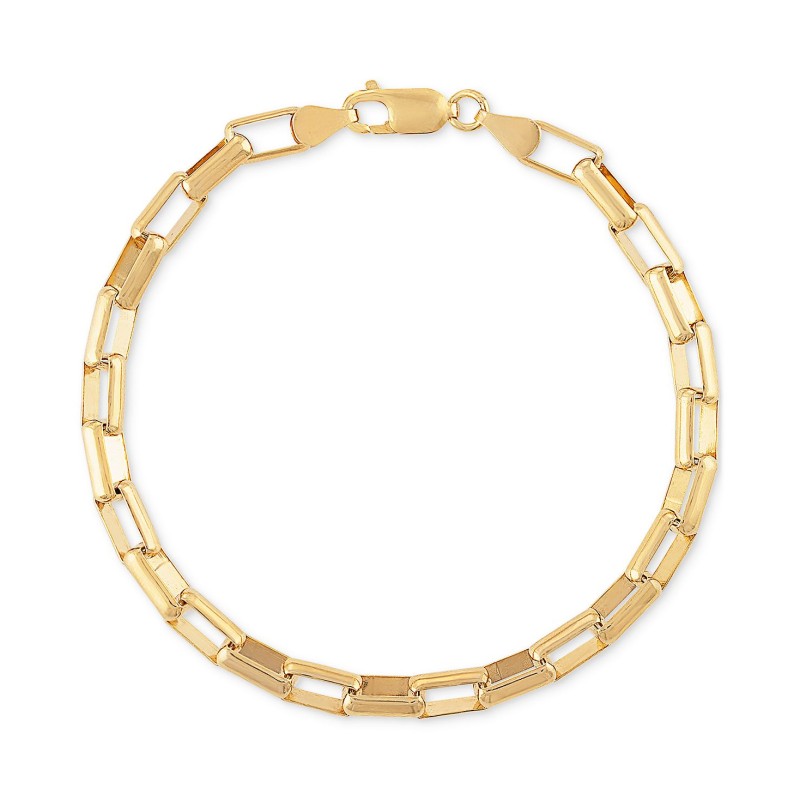 Elongated Box Link Chain Bracelet in 14k Gold-Plat...