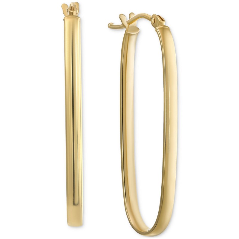 Polished Oval Hoop Earrings in 10k Gold