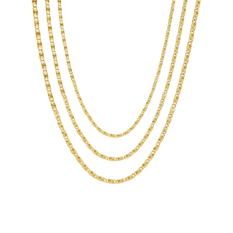 Triple Strand Diamond Cut Chain Necklace