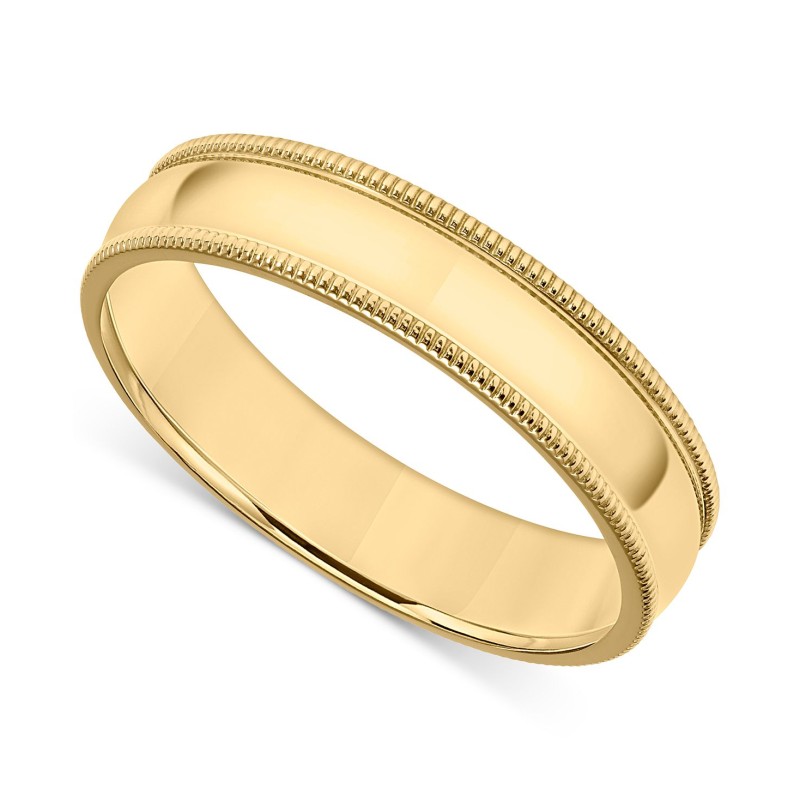 Men's Milgrain Edge Wedding Band in 18k Gold-Plate...