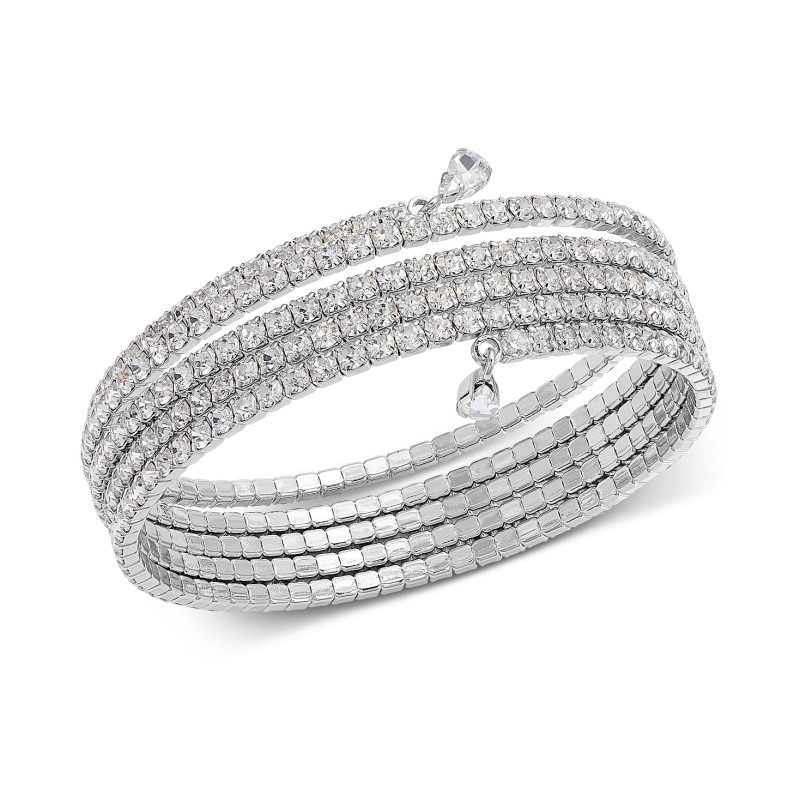 Silver-Tone Crystal Coil Bracelet