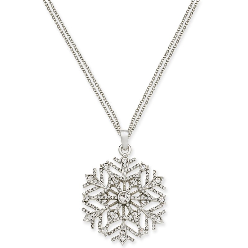 Silver-Tone Crystal Snowflake 36