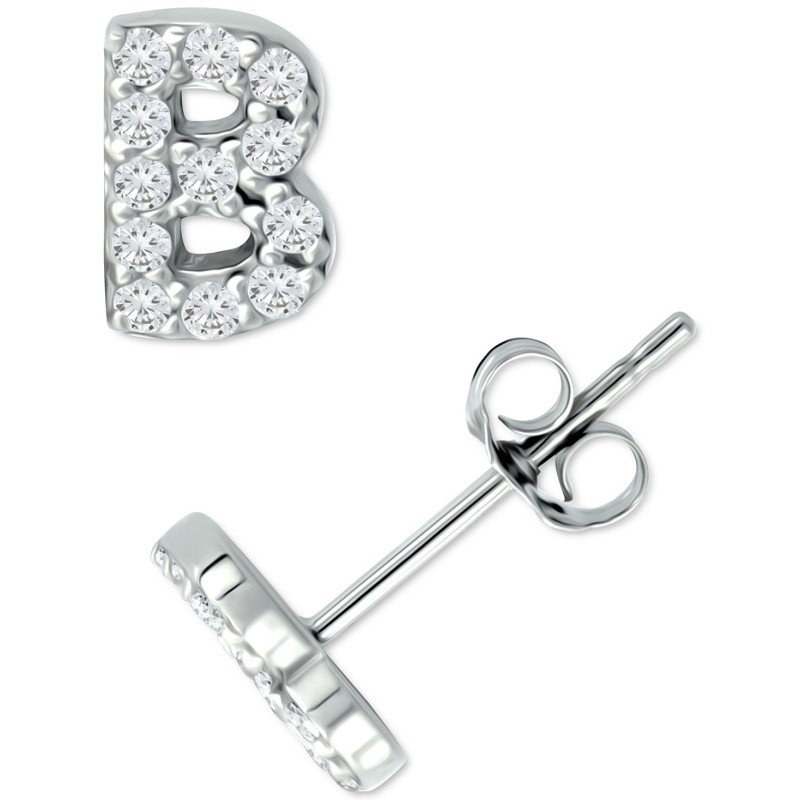 Cubic Zirconia Initial Stud Earrings