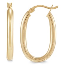 Polished Oval Tube Small Hoop Earrings 25mm