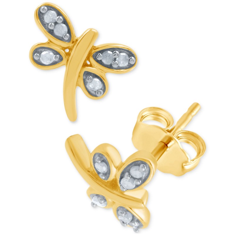 Diamond Dragonfly Stud Earrings (1/10 ct. t.w.)