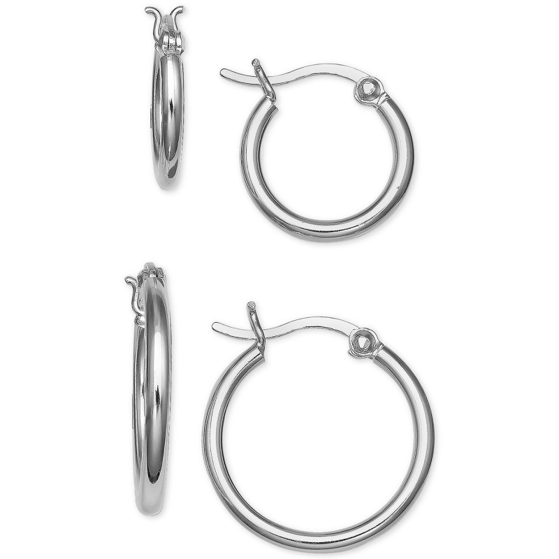 2-Pc. Set Small Hoop Earrings in Sterling Silver