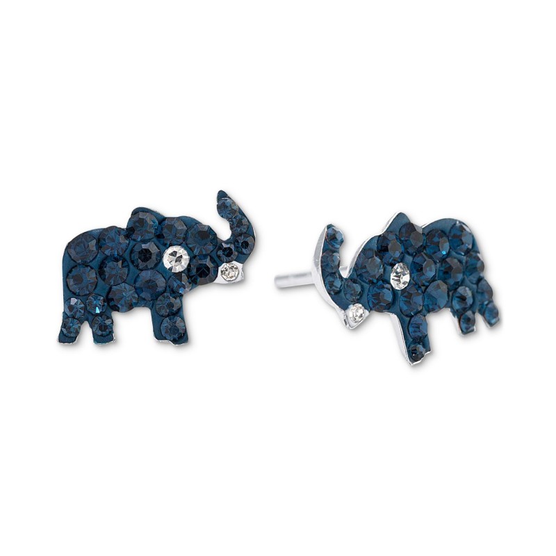 Crystal Pavé Elephant Stud Earrings in Sterling S...