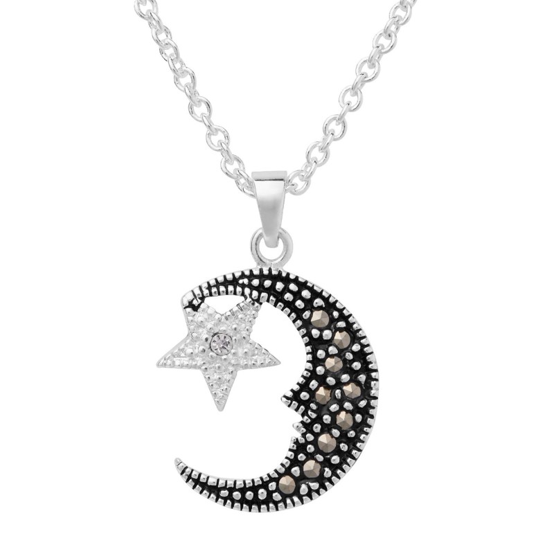 Marcasite Set in Silver Plated Reversible Star and...