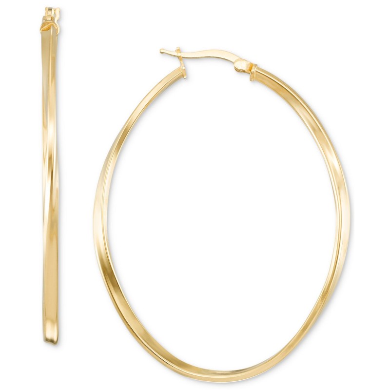 Oval Twist Medium Hoop Earrings in 14k Gold-Plated...