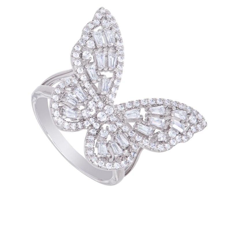 Cubic Zirconia Baguette and Round Stone Butterfly ...