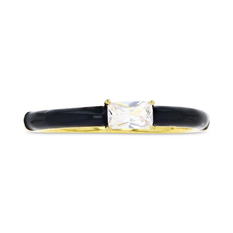 Cubic Zirconia & Enamel Stack Band in 14k Gold-Pla...