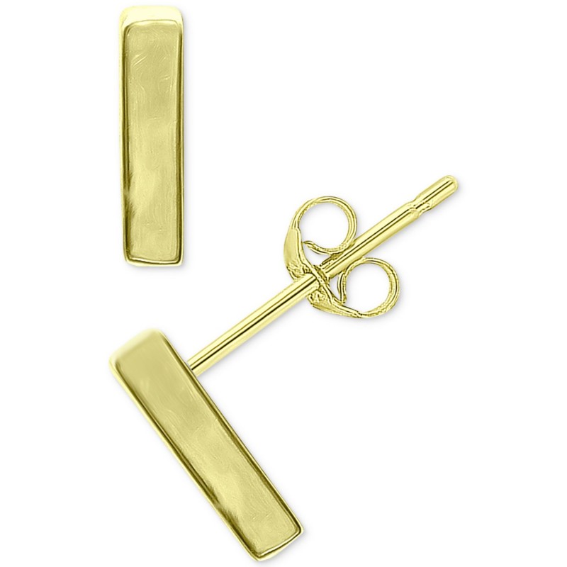 Polished Bar Stud Earrings in 18k Gold-Plated Ster...