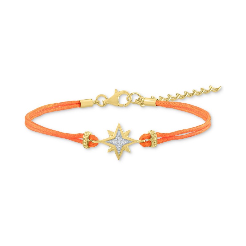 Diamond Accent North Star Cord Bracelet in 14k Gol...