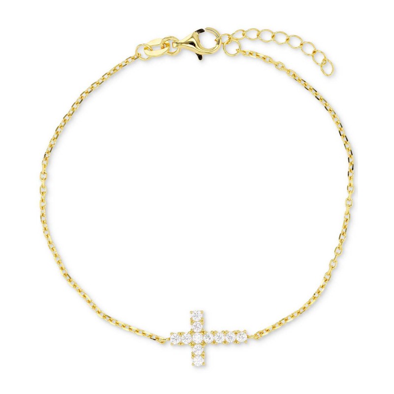 Cubic Zirconia East-West Cross Chain Bracelet in 1...