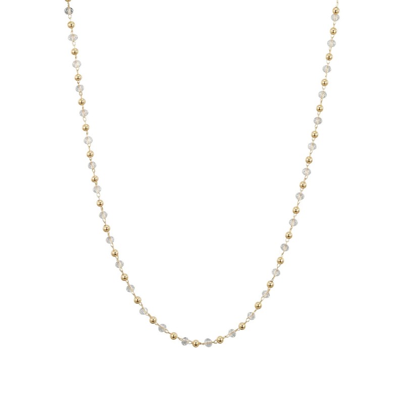 Clear Crystal and Gold Balls Chain Necklace