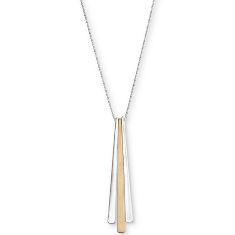 Two-Tone Stick Pendant Long Necklace, 30