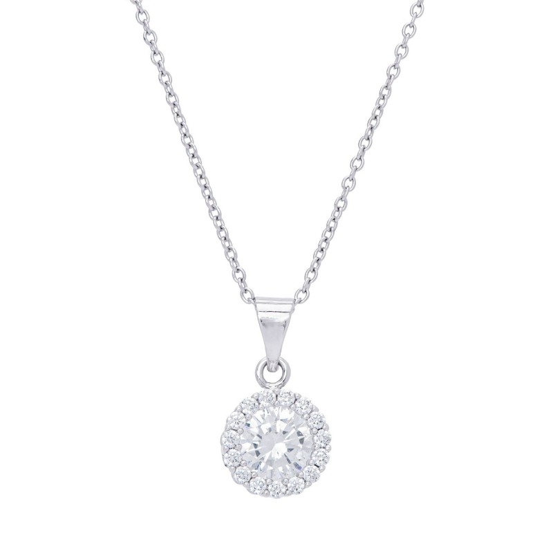 Cubic Zirconia Round Pendant 18