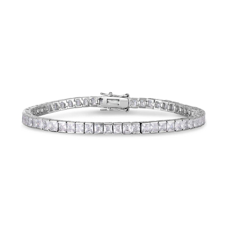 Cubic Zirconia Rounds Line Bracelet in Silver Plat...