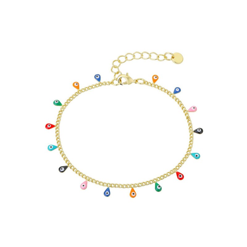 14K Gold Flash Plated Enamel Charm Bracelet