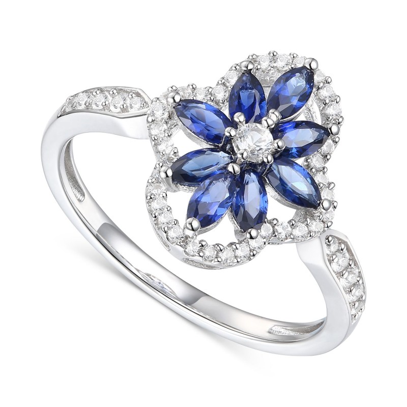 White Sapphire (1/3 ct. t.w.) Flower Halo Ring in ...